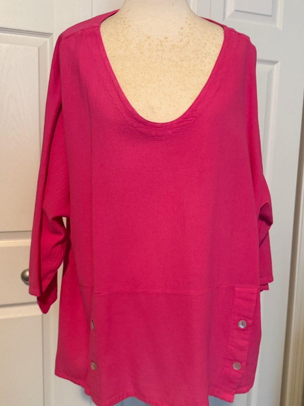 Hot Pink Plus Size  Gauze Blouse